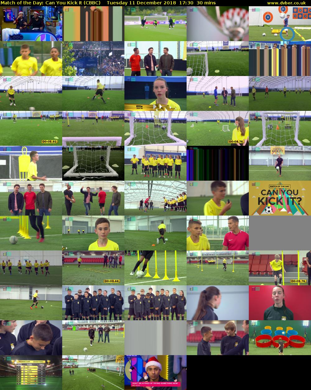 Match of the Day: Can You Kick It (CBBC) Tuesday 11 December 2018 17:30 - 18:00