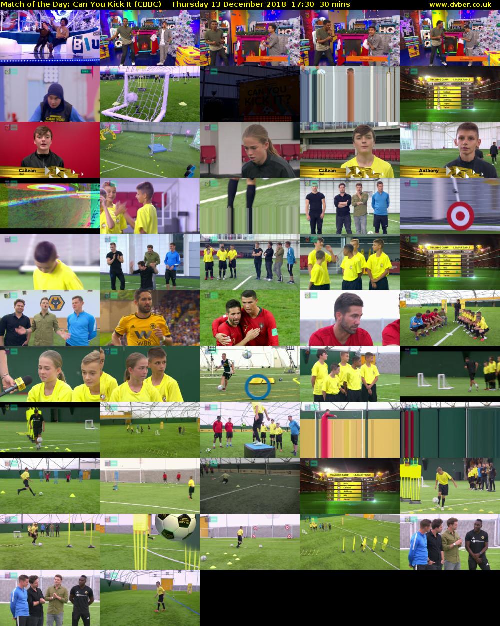 Match of the Day: Can You Kick It (CBBC) Thursday 13 December 2018 17:30 - 18:00