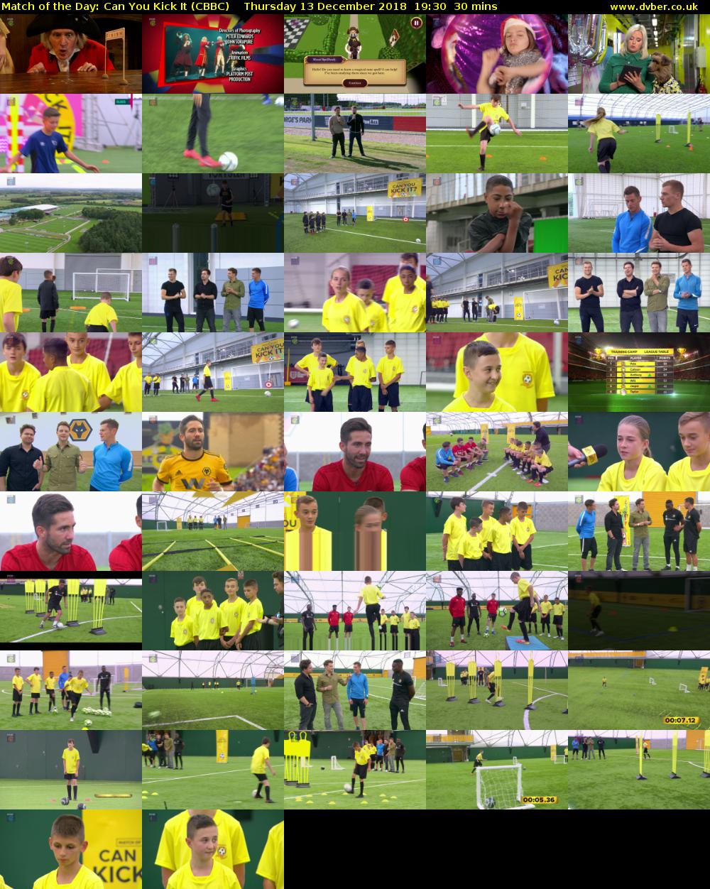 Match of the Day: Can You Kick It (CBBC) Thursday 13 December 2018 19:30 - 20:00