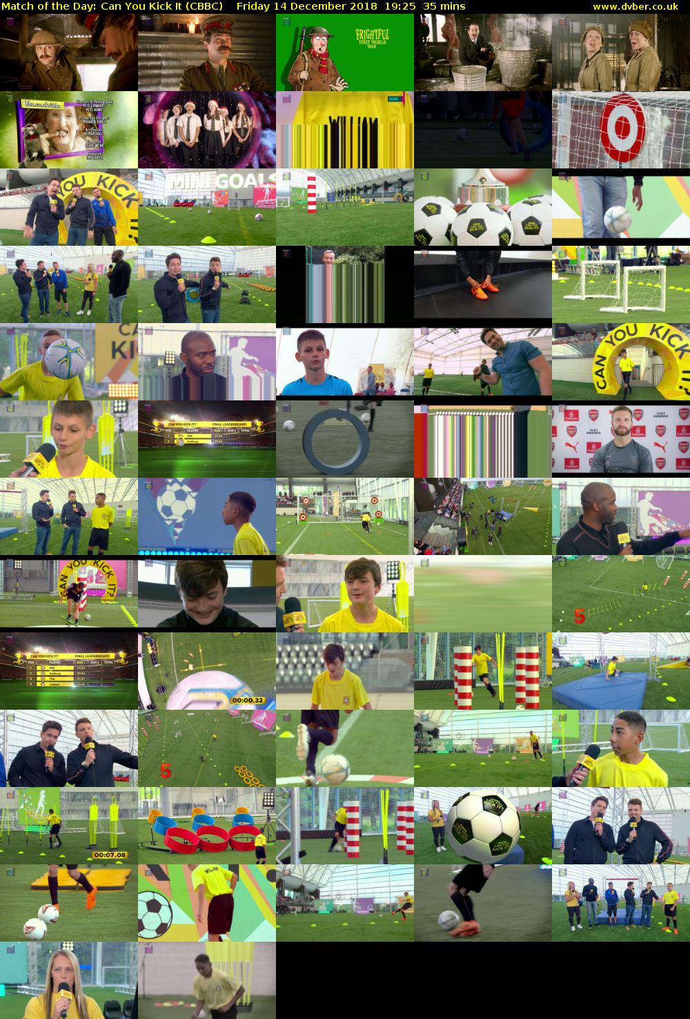 Match of the Day: Can You Kick It (CBBC) Friday 14 December 2018 19:25 - 20:00