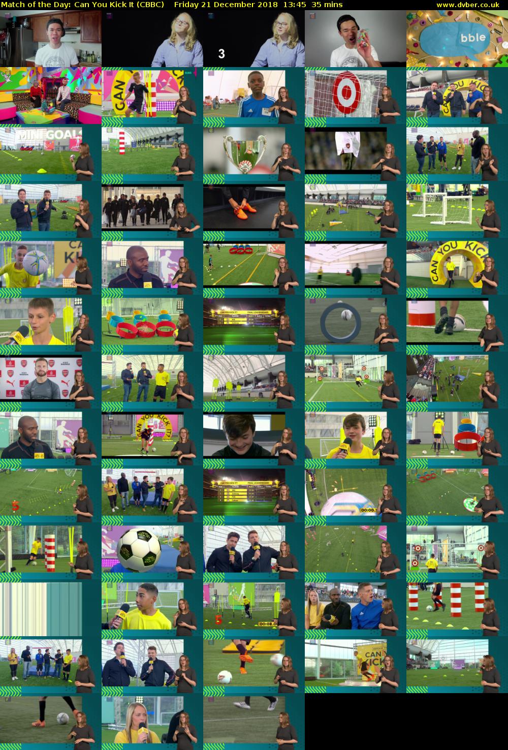 Match of the Day: Can You Kick It (CBBC) Friday 21 December 2018 13:45 - 14:20