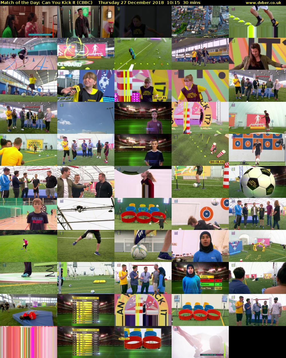 Match of the Day: Can You Kick It (CBBC) Thursday 27 December 2018 10:15 - 10:45