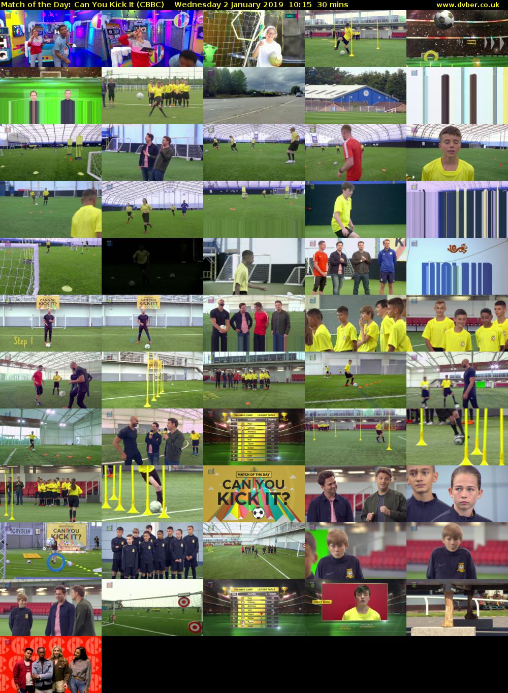 Match of the Day: Can You Kick It (CBBC) Wednesday 2 January 2019 10:15 - 10:45