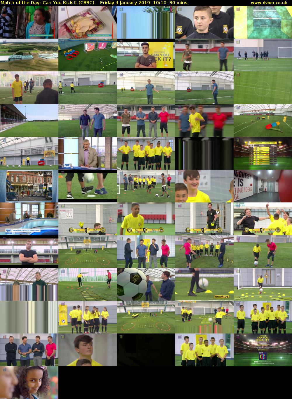 Match of the Day: Can You Kick It (CBBC) Friday 4 January 2019 10:10 - 10:40