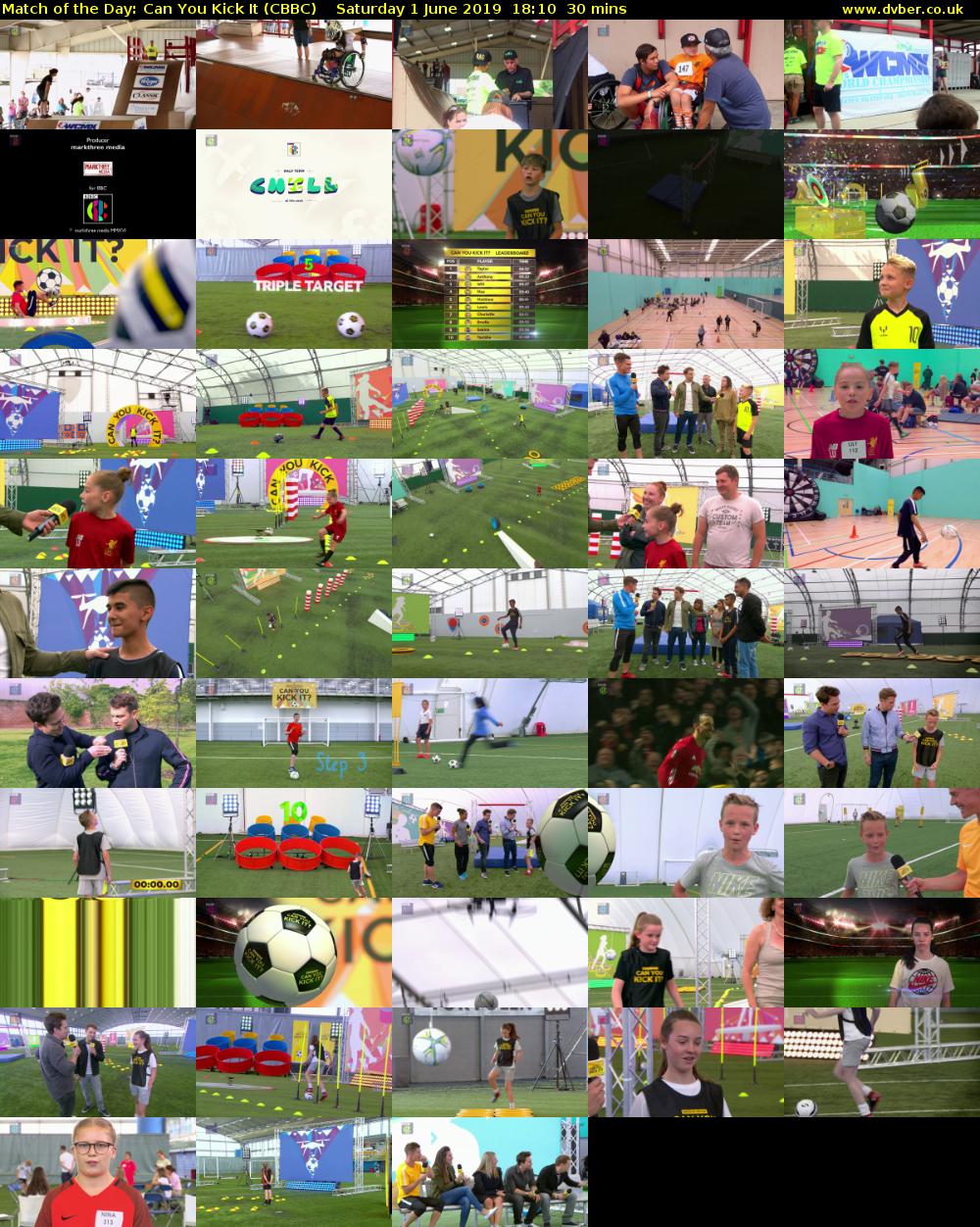 Match of the Day: Can You Kick It (CBBC) Saturday 1 June 2019 18:10 - 18:40