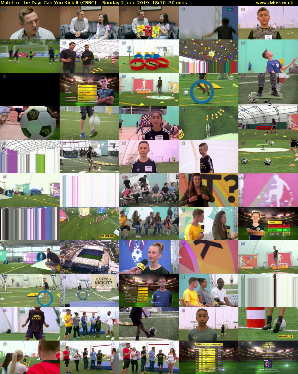 Match of the Day: Can You Kick It (CBBC) Sunday 2 June 2019 18:10 - 18:40