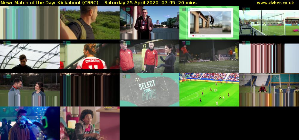 Match of the Day: Kickabout (CBBC) Saturday 25 April 2020 07:45 - 08:05