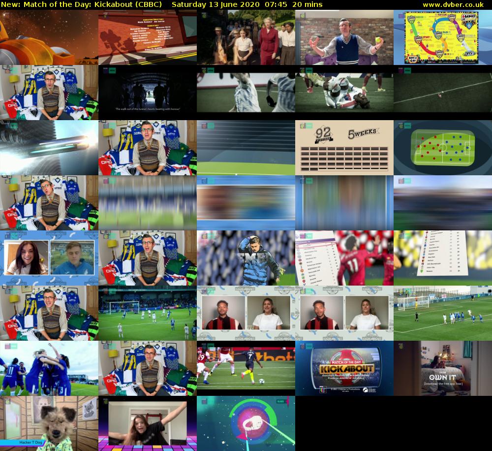 Match of the Day: Kickabout (CBBC) Saturday 13 June 2020 07:45 - 08:05