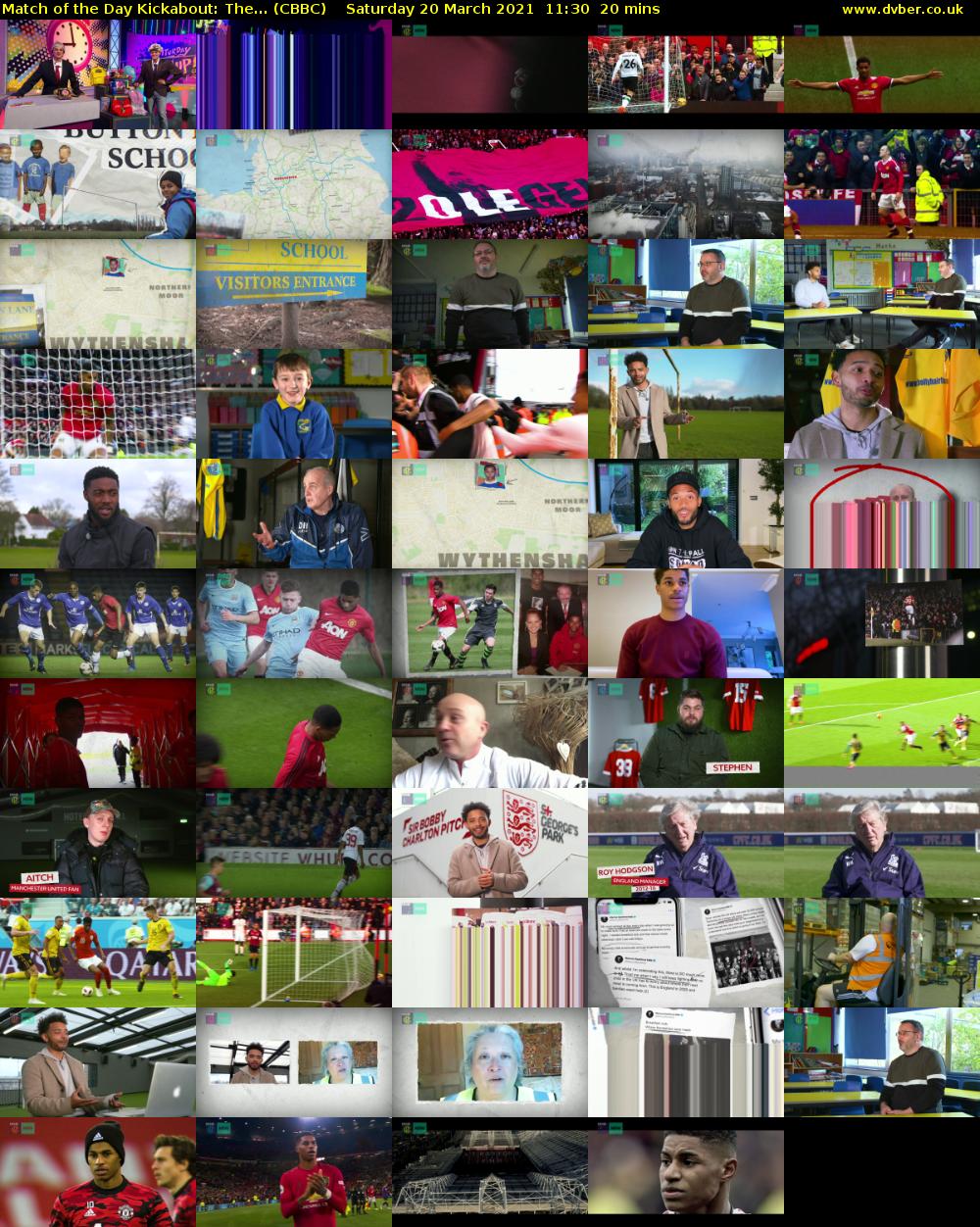 Match of the Day Kickabout: The... (CBBC) Saturday 20 March 2021 11:30 - 11:50