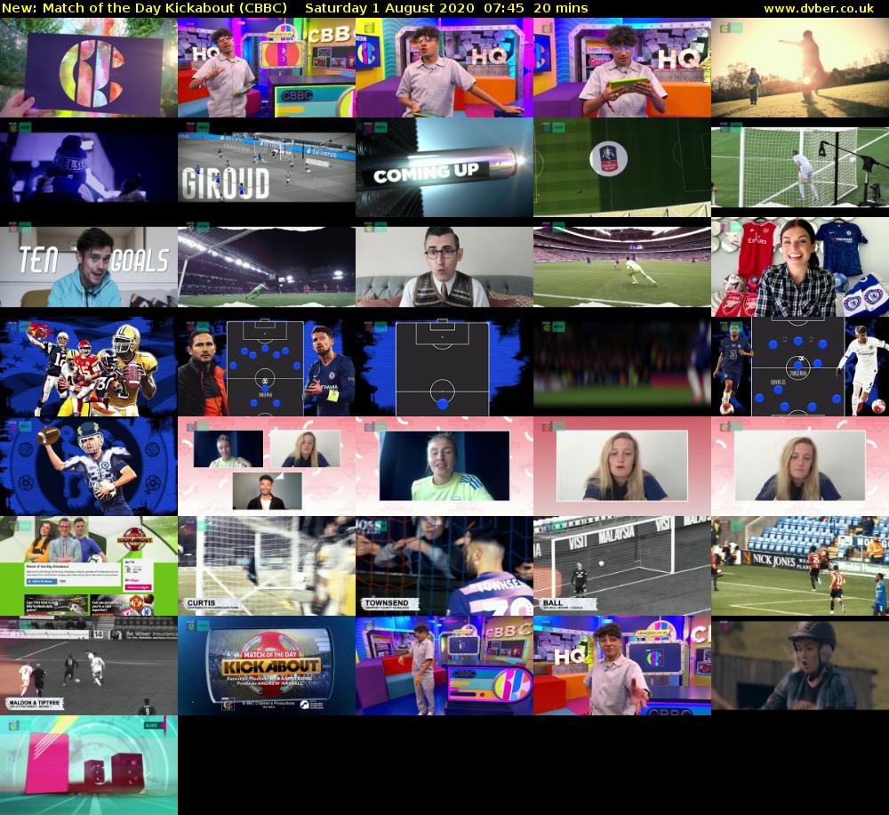 Match of the Day Kickabout (CBBC) Saturday 1 August 2020 07:45 - 08:05