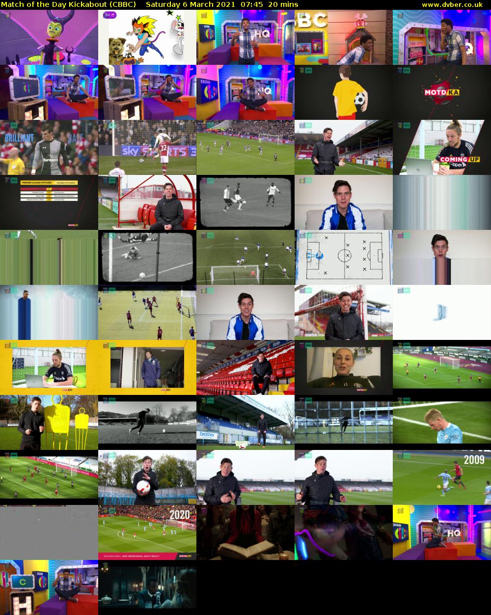Match of the Day Kickabout (CBBC) Saturday 6 March 2021 07:45 - 08:05