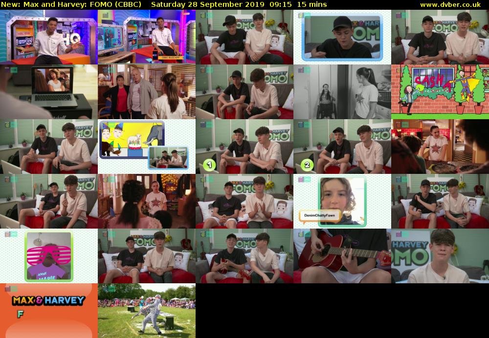 Max and Harvey: FOMO (CBBC) Saturday 28 September 2019 09:15 - 09:30