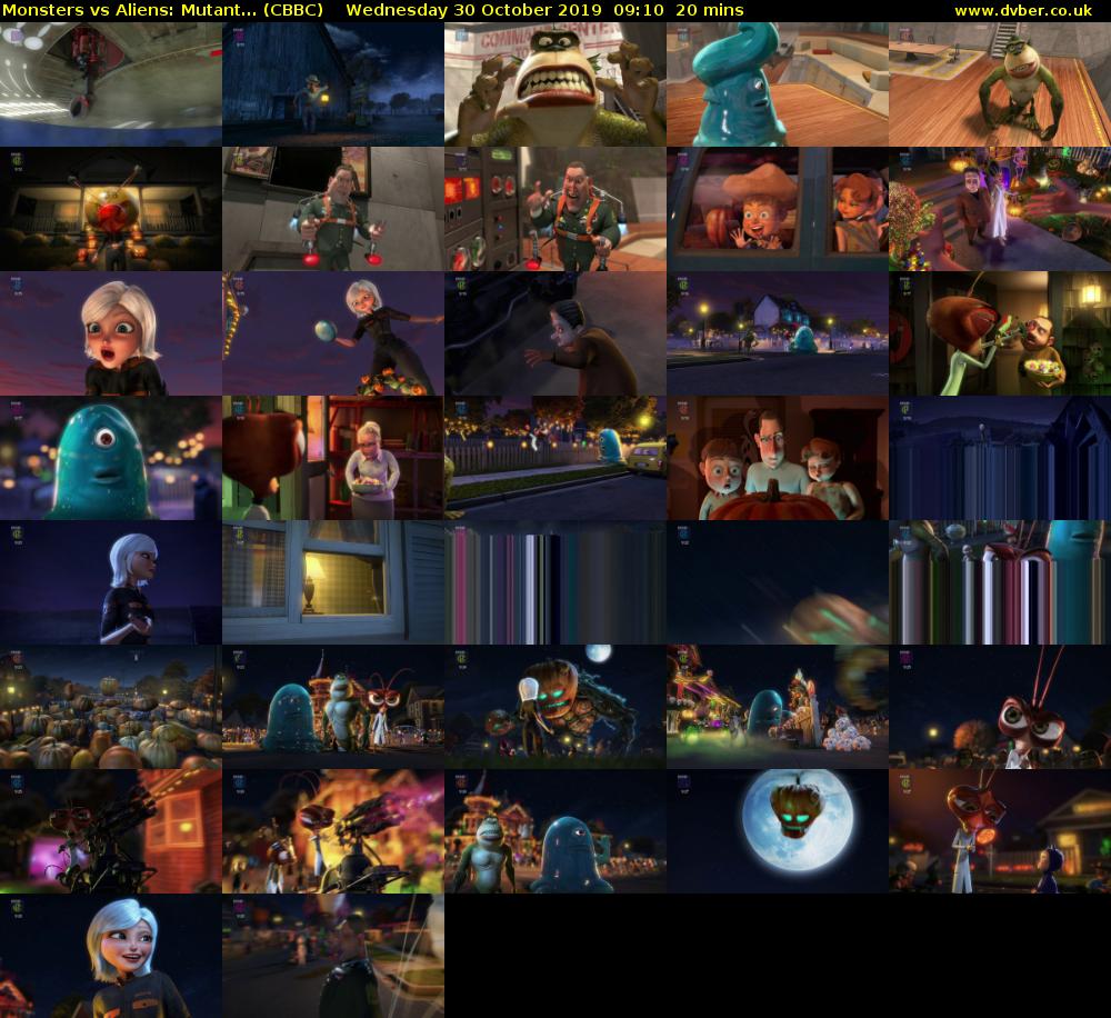 Monsters vs Aliens: Mutant... (CBBC) Wednesday 30 October 2019 09:10 - 09:30