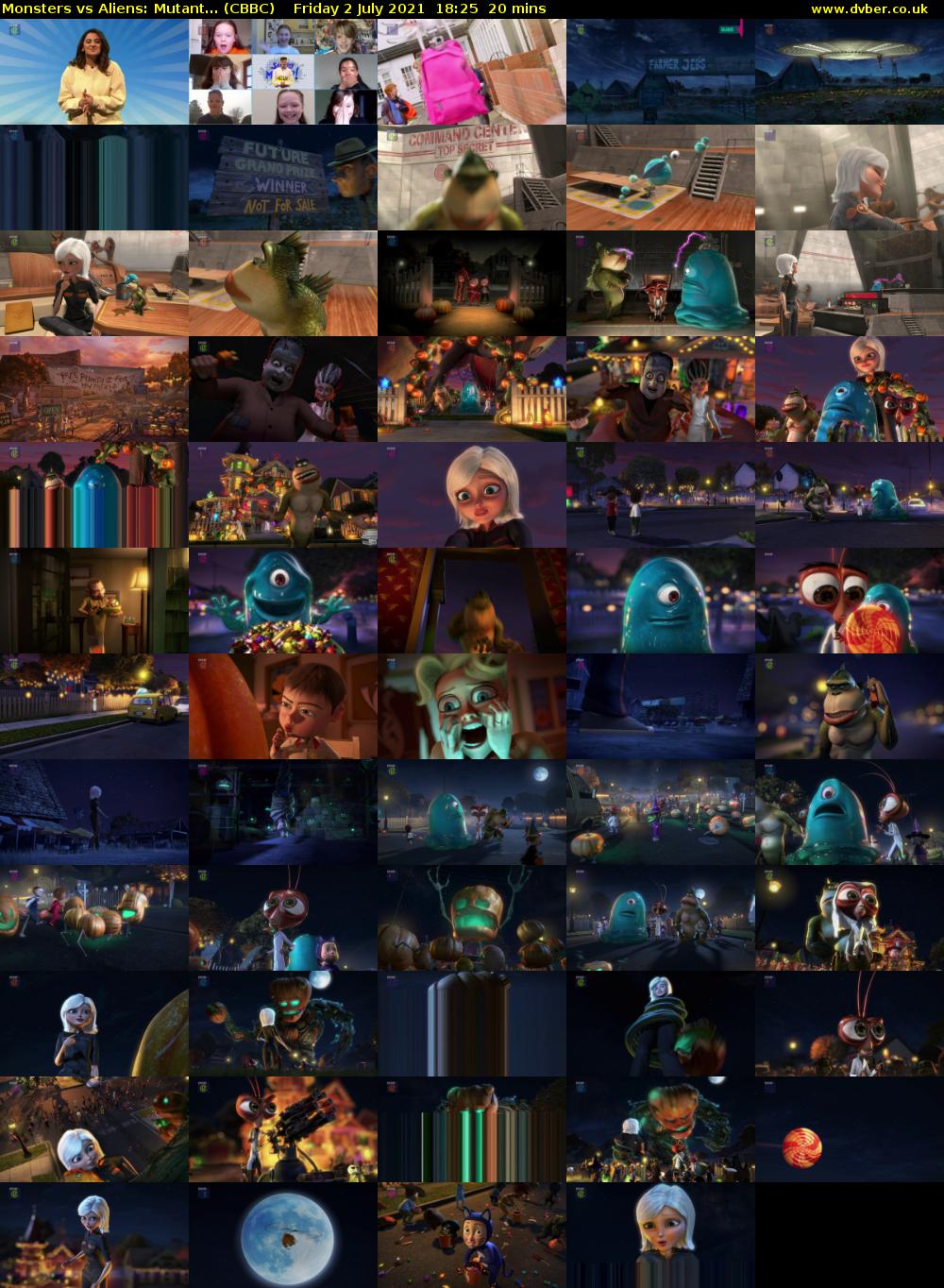 Monsters vs Aliens: Mutant... (CBBC) Friday 2 July 2021 18:25 - 18:45