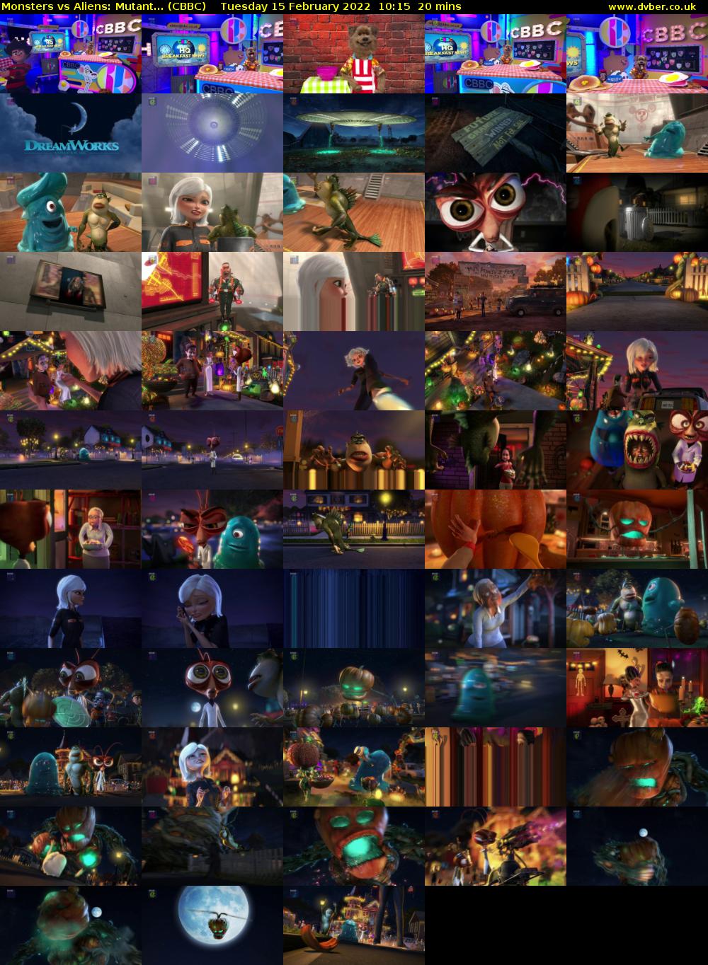 Monsters vs Aliens: Mutant... (CBBC) Tuesday 15 February 2022 10:15 - 10:35