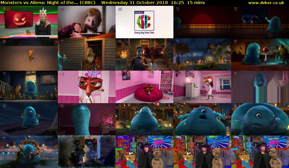 Monsters vs Aliens: Night of the... (CBBC) Wednesday 31 October 2018 16:25 - 16:40