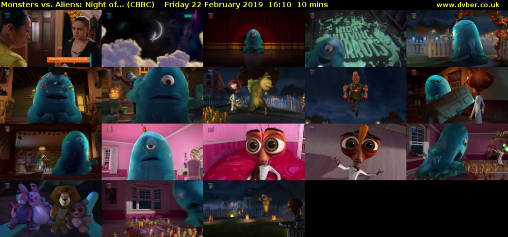 Monsters vs. Aliens: Night of... (CBBC) Friday 22 February 2019 16:10 - 16:20