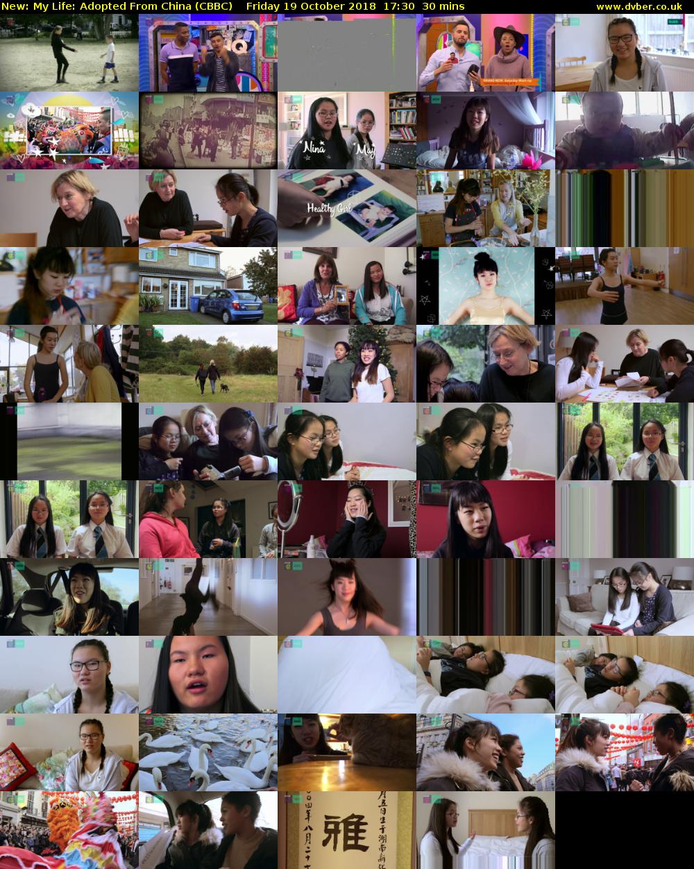 My Life: Adopted From China (CBBC) Friday 19 October 2018 17:30 - 18:00