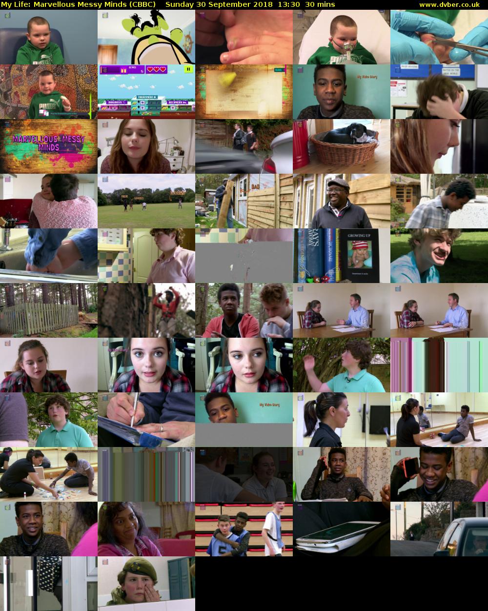My Life: Marvellous Messy Minds (CBBC) Sunday 30 September 2018 13:30 - 14:00