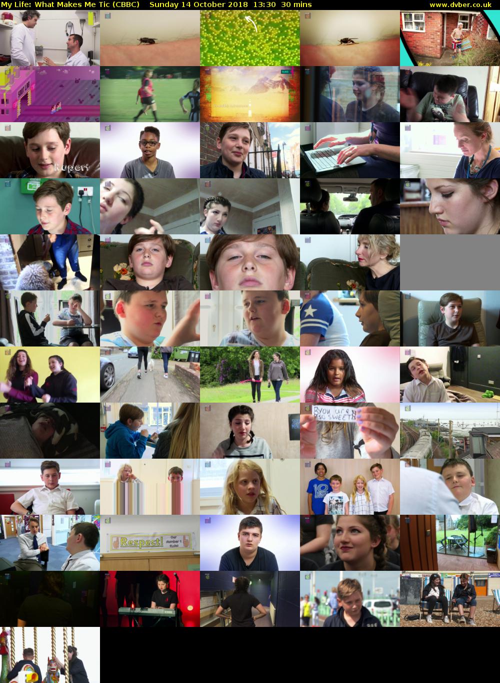 My Life: What Makes Me Tic (CBBC) Sunday 14 October 2018 13:30 - 14:00