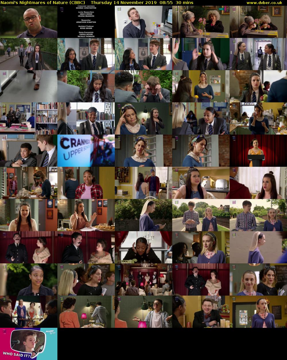 Naomi's Nightmares of Nature (CBBC) Thursday 14 November 2019 08:55 - 09:25