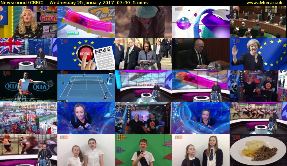 Newsround (CBBC) Wednesday 25 January 2017 07:40 - 07:45