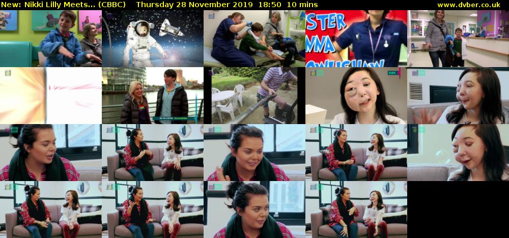 Nikki Lilly Meets... (CBBC) Thursday 28 November 2019 18:50 - 19:00