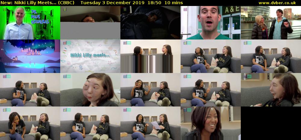 Nikki Lilly Meets... (CBBC) Tuesday 3 December 2019 18:50 - 19:00