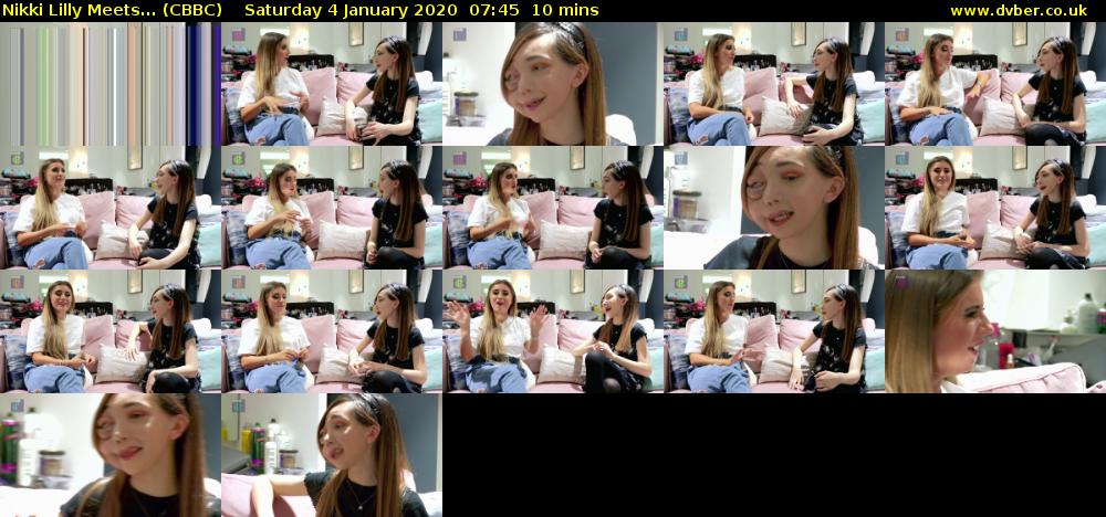 Nikki Lilly Meets... (CBBC) Saturday 4 January 2020 07:45 - 07:55