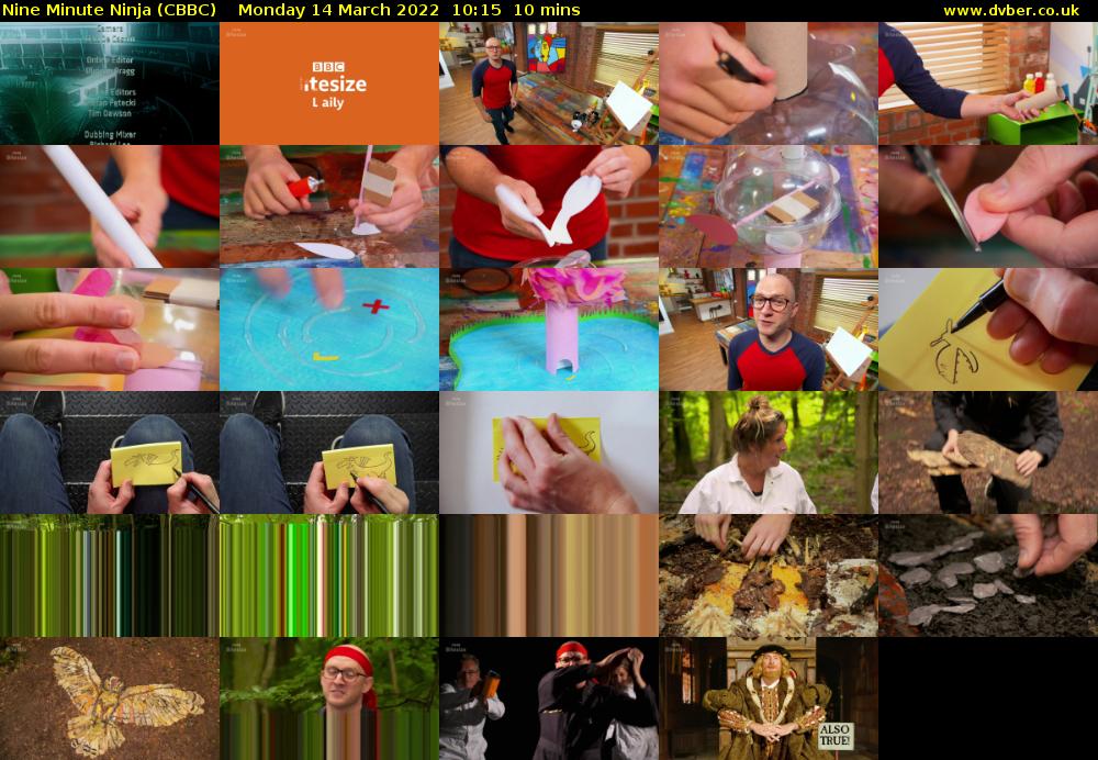 Nine Minute Ninja (CBBC) Monday 14 March 2022 10:15 - 10:25