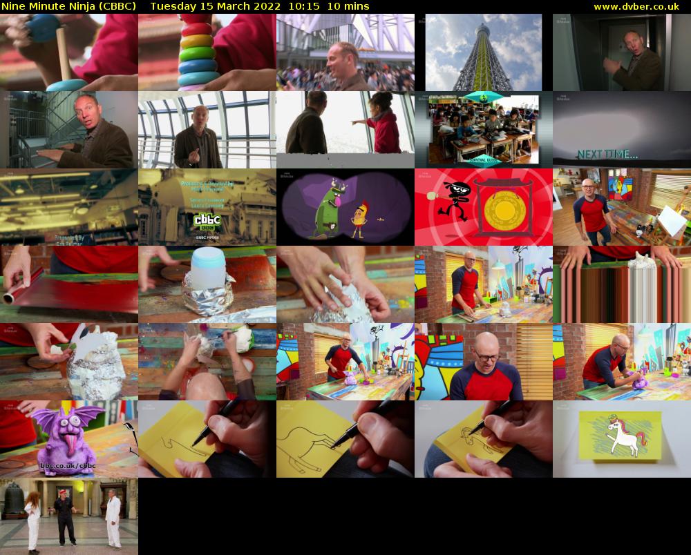 Nine Minute Ninja (CBBC) Tuesday 15 March 2022 10:15 - 10:25