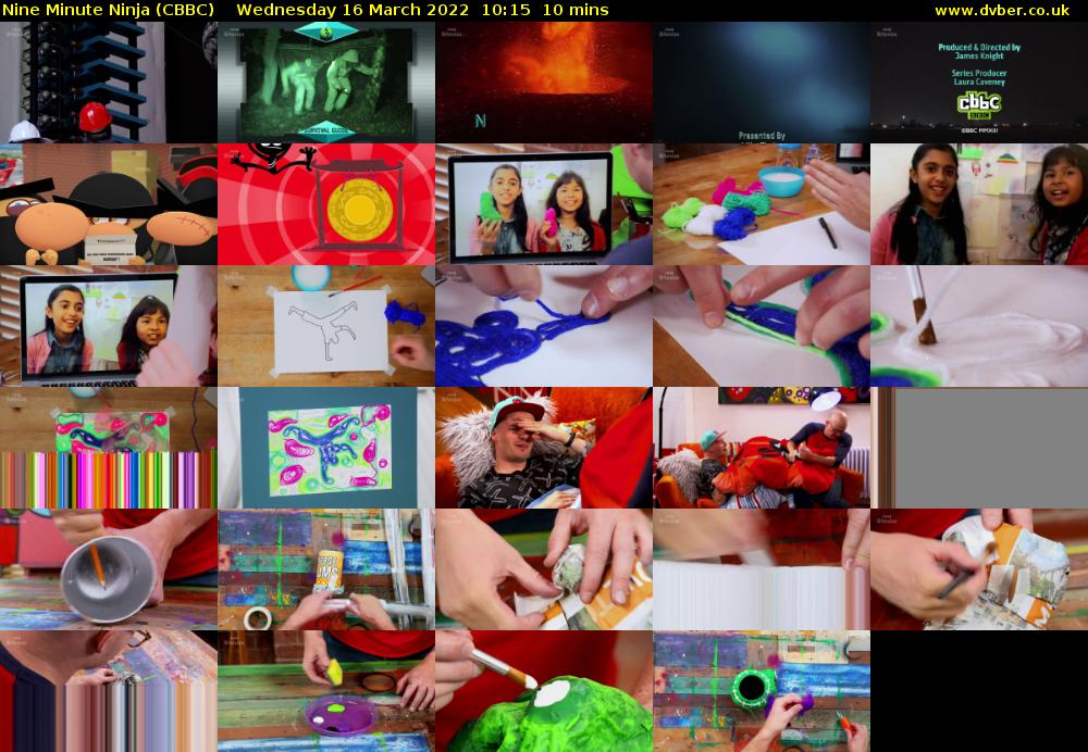Nine Minute Ninja (CBBC) Wednesday 16 March 2022 10:15 - 10:25
