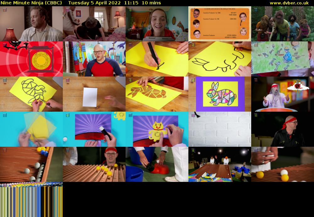 Nine Minute Ninja (CBBC) Tuesday 5 April 2022 11:15 - 11:25