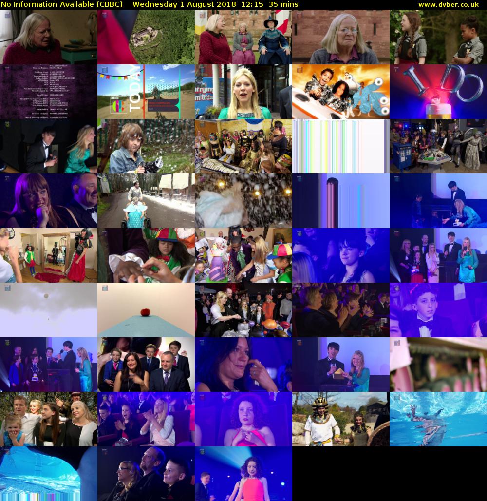 No Information Available (CBBC) Wednesday 1 August 2018 12:15 - 12:50