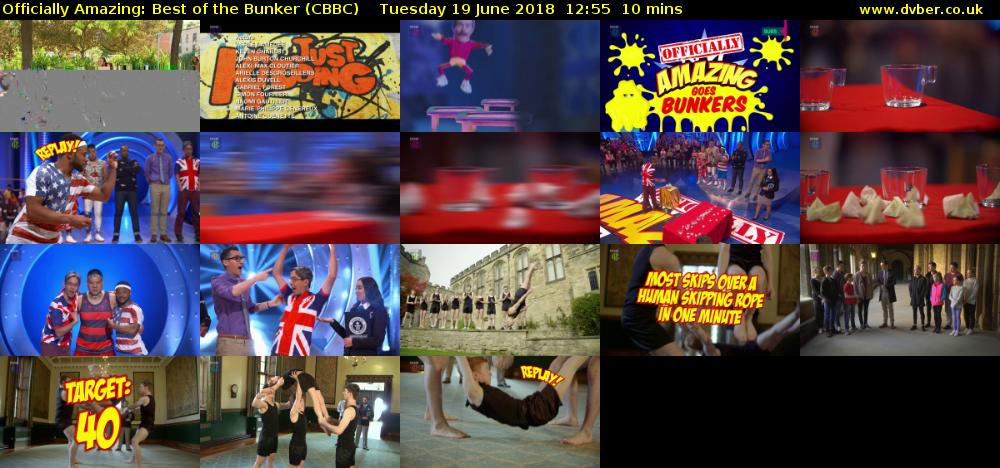 Officially Amazing: Best of the Bunker (CBBC) Tuesday 19 June 2018 12:55 - 13:05