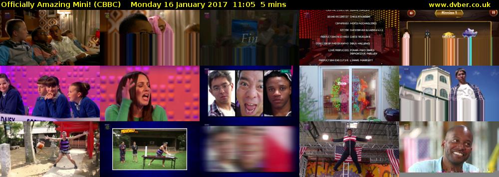 Officially Amazing Mini! (CBBC) Monday 16 January 2017 11:05 - 11:10
