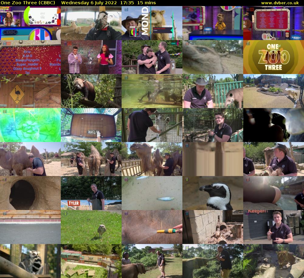One Zoo Three (CBBC) Wednesday 6 July 2022 17:35 - 17:50