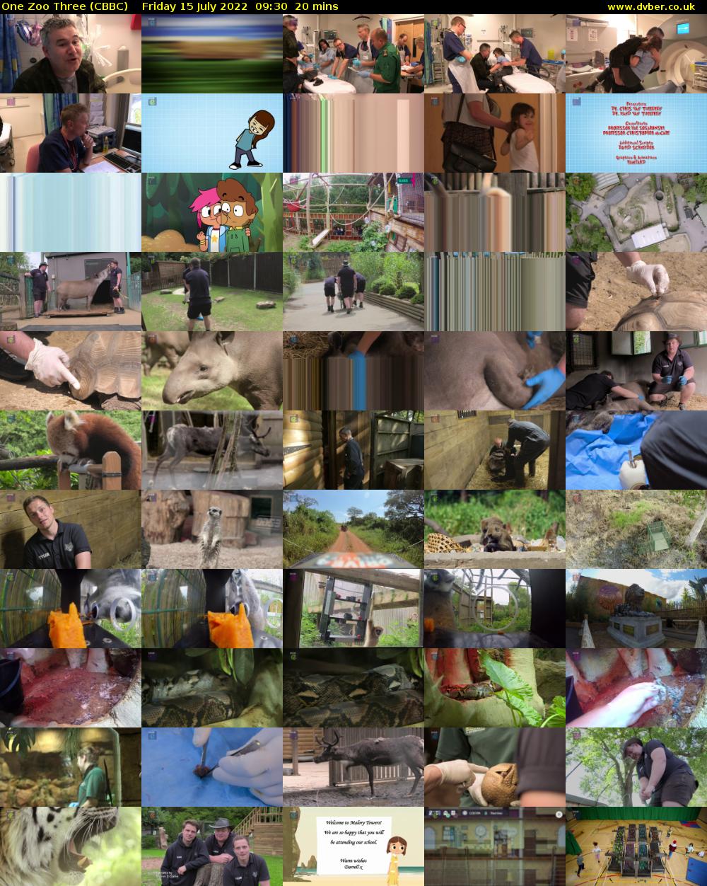 One Zoo Three (CBBC) Friday 15 July 2022 09:30 - 09:50