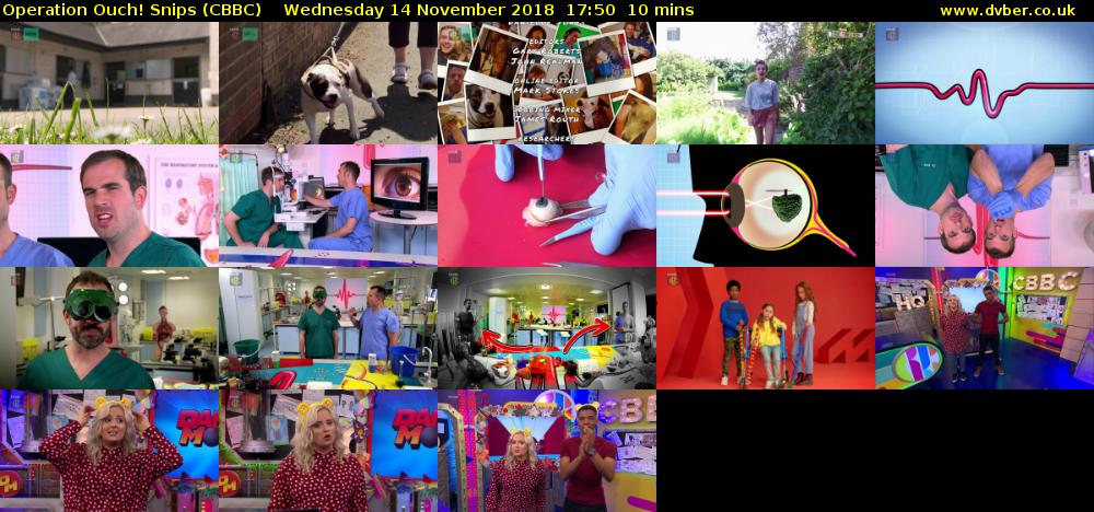 Operation Ouch! Snips (CBBC) Wednesday 14 November 2018 17:50 - 18:00