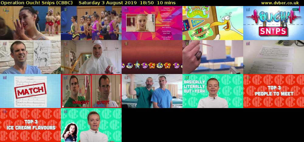 Operation Ouch! Snips (CBBC) Saturday 3 August 2019 18:50 - 19:00