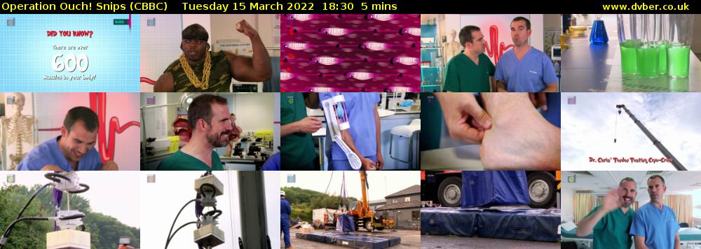 Operation Ouch! Snips (CBBC) Tuesday 15 March 2022 18:30 - 18:35