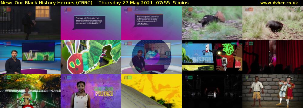 Our Black History Heroes (CBBC) Thursday 27 May 2021 07:55 - 08:00