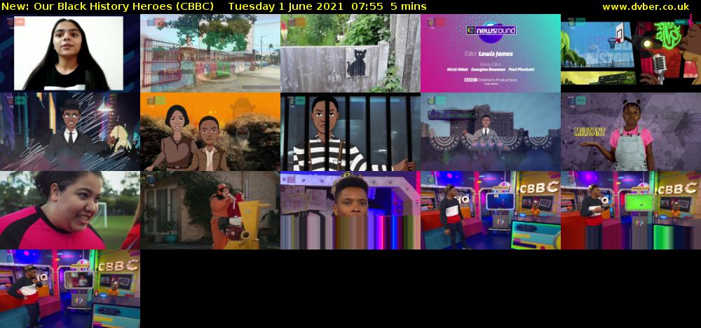 Our Black History Heroes (CBBC) Tuesday 1 June 2021 07:55 - 08:00