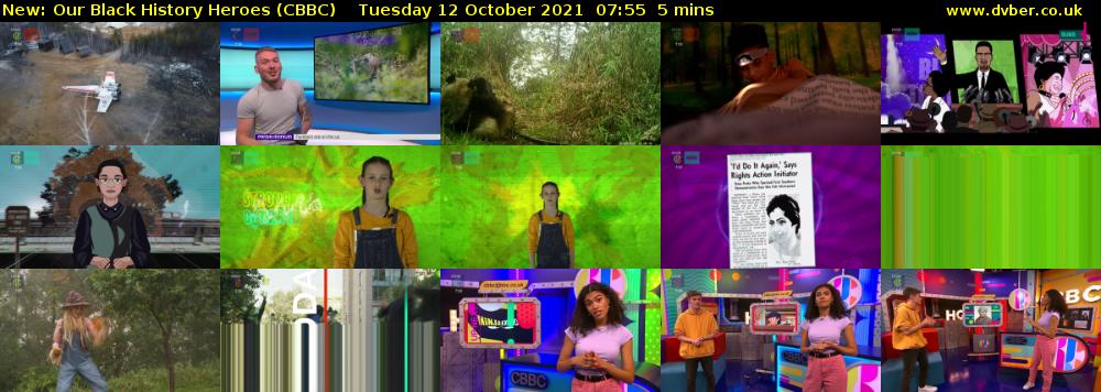 Our Black History Heroes (CBBC) Tuesday 12 October 2021 07:55 - 08:00