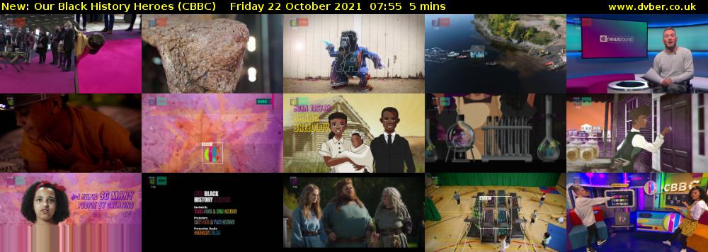 Our Black History Heroes (CBBC) Friday 22 October 2021 07:55 - 08:00