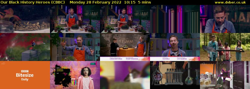 Our Black History Heroes (CBBC) Monday 28 February 2022 10:15 - 10:20