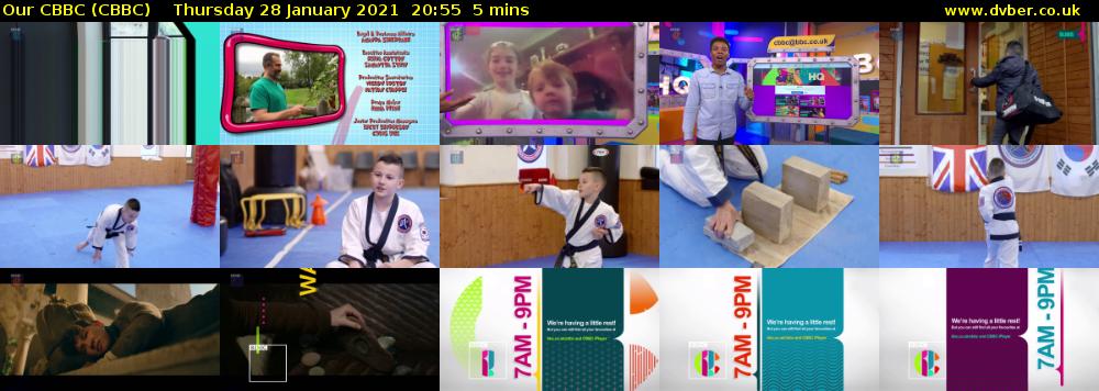 Our CBBC (CBBC) Thursday 28 January 2021 20:55 - 21:00