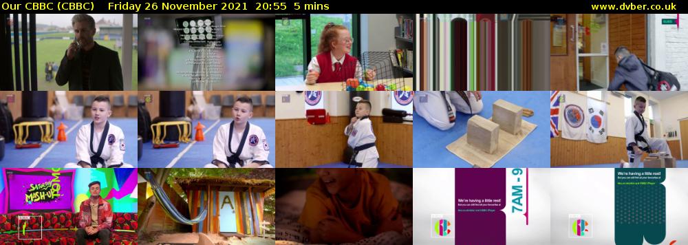 Our CBBC (CBBC) Friday 26 November 2021 20:55 - 21:00