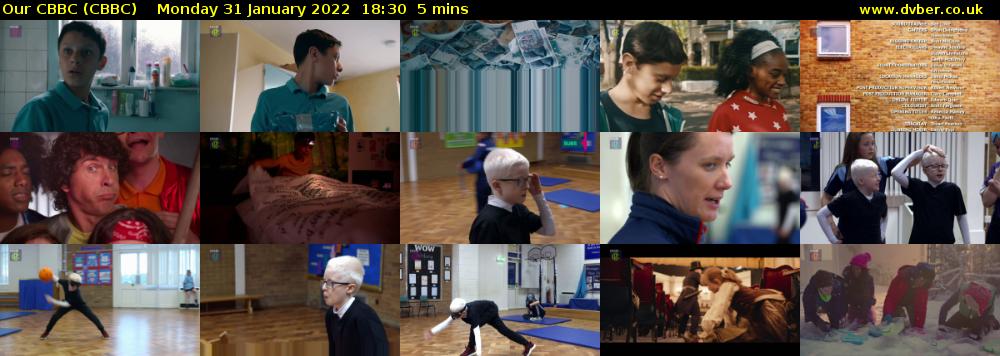 Our CBBC (CBBC) Monday 31 January 2022 18:30 - 18:35
