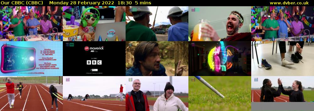 Our CBBC (CBBC) Monday 28 February 2022 18:30 - 18:35